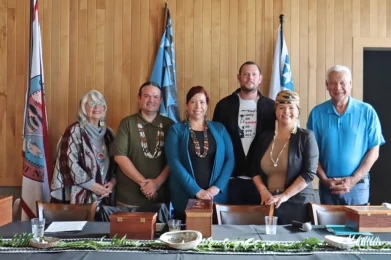 Tribal Council leaders: Tolowa Dee-ni’ Nation Chairperson Jeri Thompson and Vice Chair Scott Sullivan; Pulikla Tribe of Yurok People Chairperson Fawn C. Murphy and Vice Chair Moonchay Dowd; Cher-Ae Heights Indian Community of the Trinidad Rancheria Vice Chair Robert Hemsted and Chairperson Garth Sundberg.