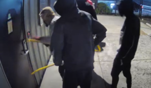 would-be burglars attempt to pry open the door to a cannabis distro in Eureka.